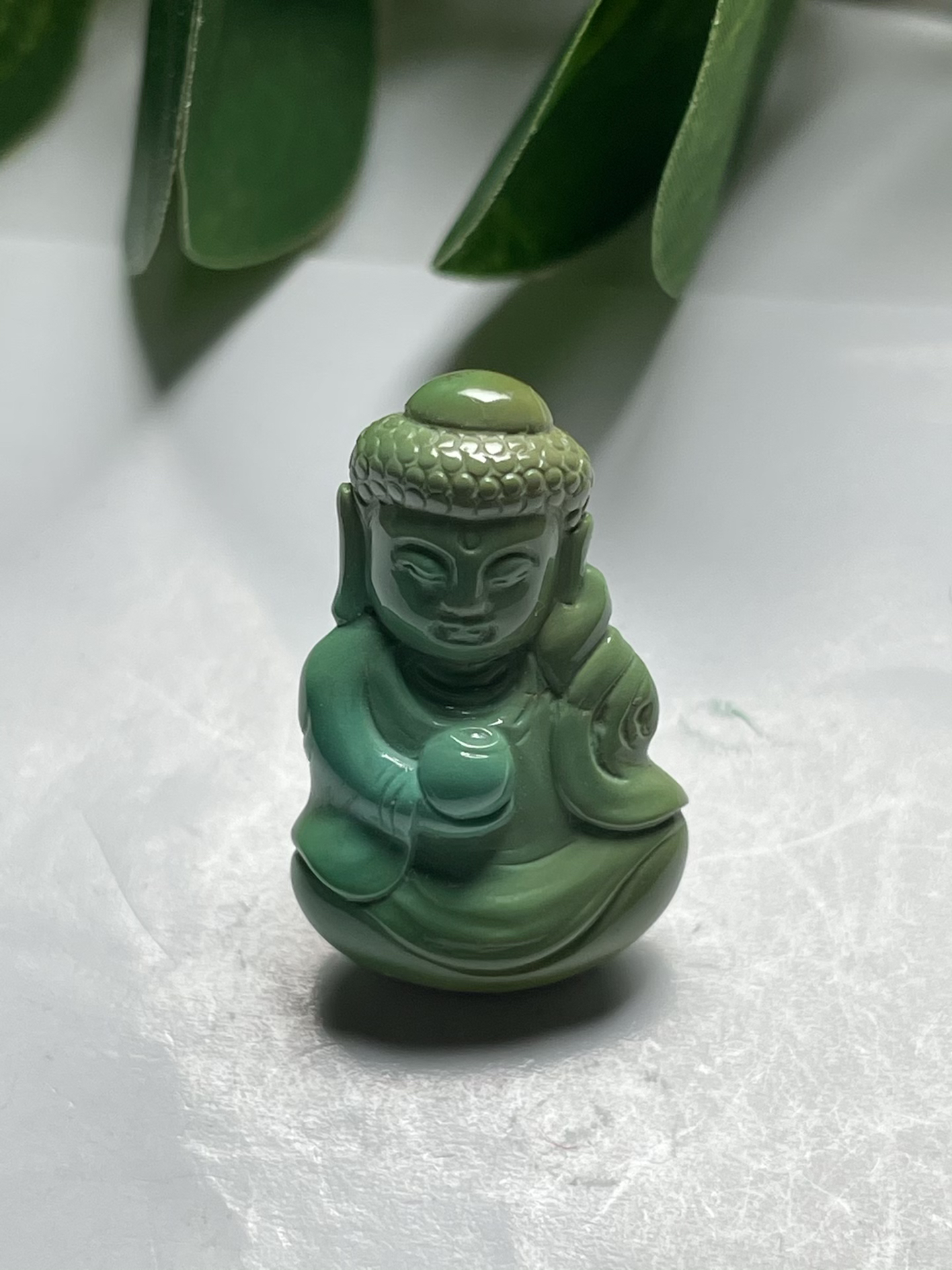 【帝丰】湖北十堰天然原矿绿松石高瓷精工佛吊坠