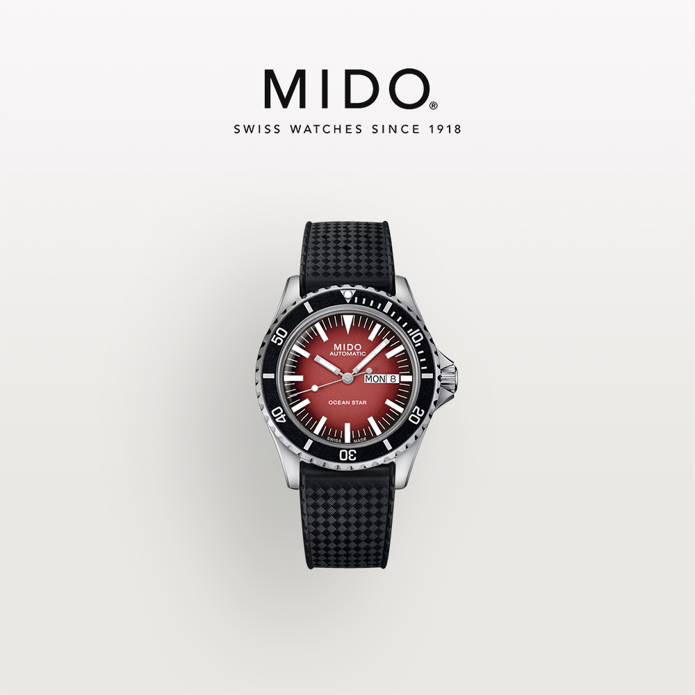 全新未使用 Mido/美度 航者系列40mm红盘黑胶机械男表