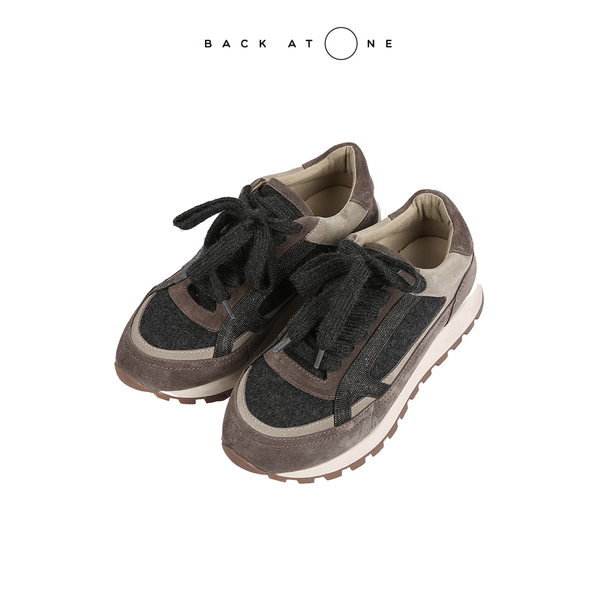 BackAtOne“奢耀时髦”B*C手工珠链牛皮拼接运动鞋 BEF-7FL071N-K