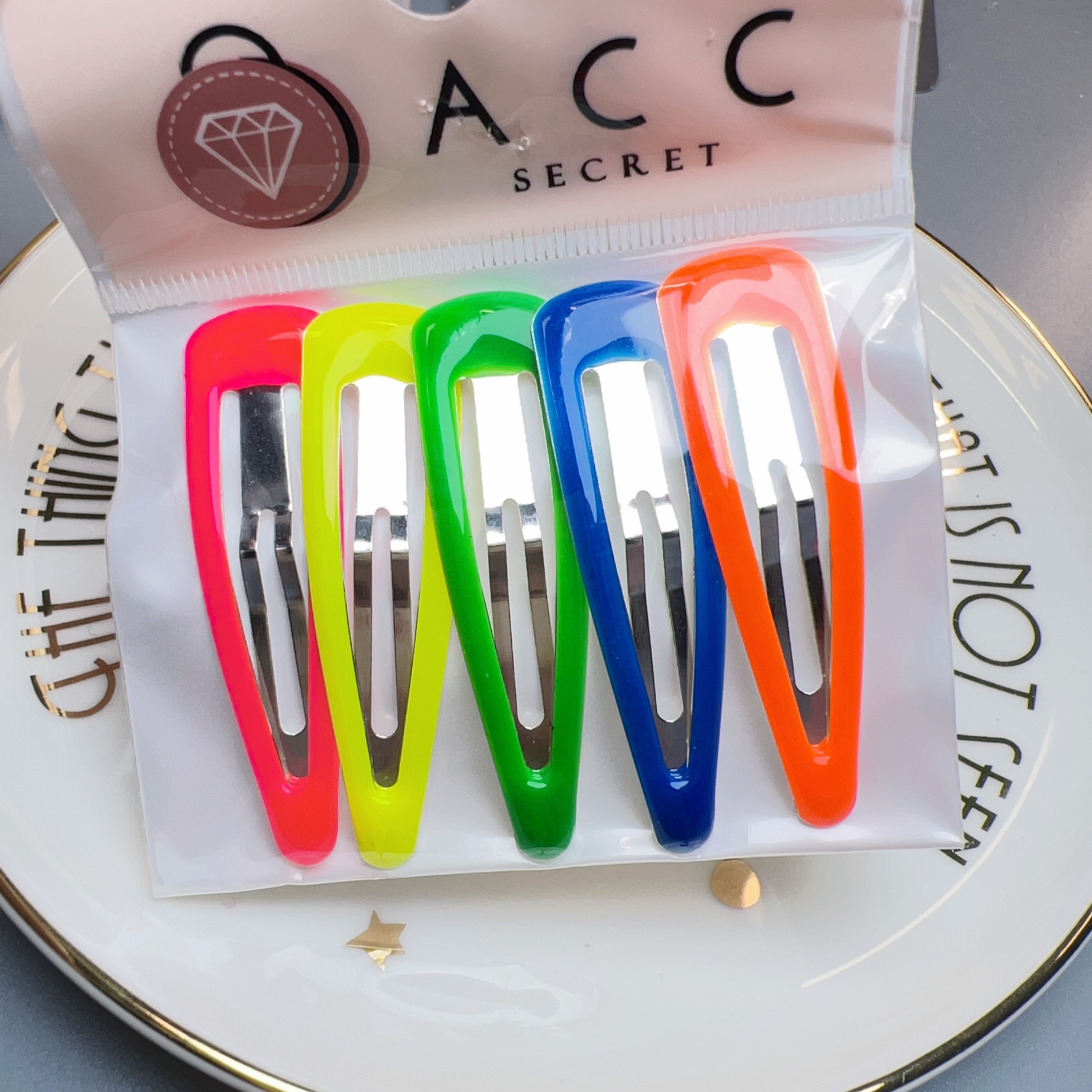 A韩国进口好用的水滴拜拜夹彩色儿童夏日上头绝绝子清爽夏日