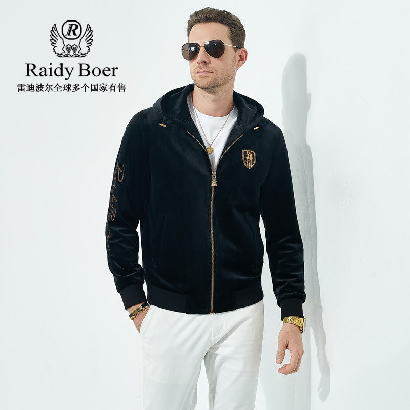 【丝绒面料】Raidy Boer/雷迪波尔男秋双头鹰胸章夹克外套3055-70