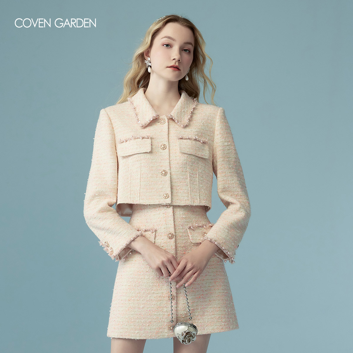 哥文花园 春珊瑚粉短款小香风外套 CLC1041098 COVEN GARDEN