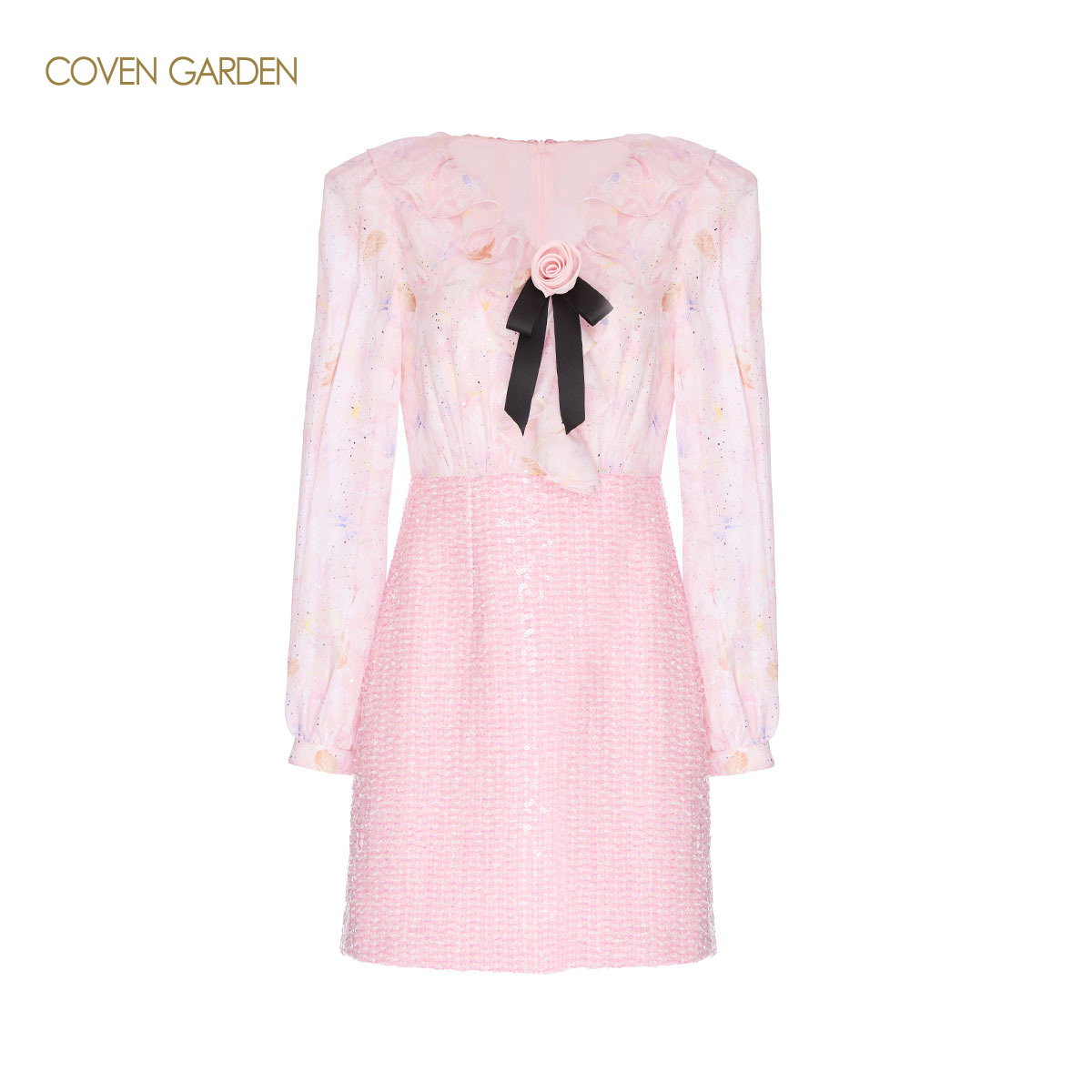 哥文花园 雪纺荷叶边衬衫连衣裙 CLC3081358