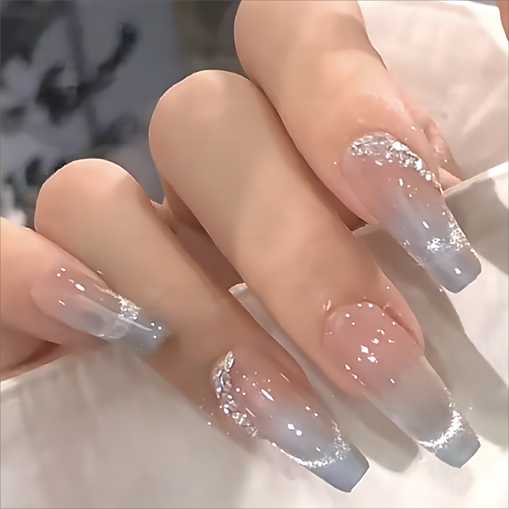 【水寒江静】小仙女手工定制穿戴甲温柔浪漫蓝色猫眼夏日美甲
