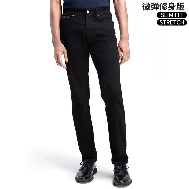 Calvin Klein/卡尔文·克雷恩CK男春秋新款SLIM修身黑色户外牛仔裤