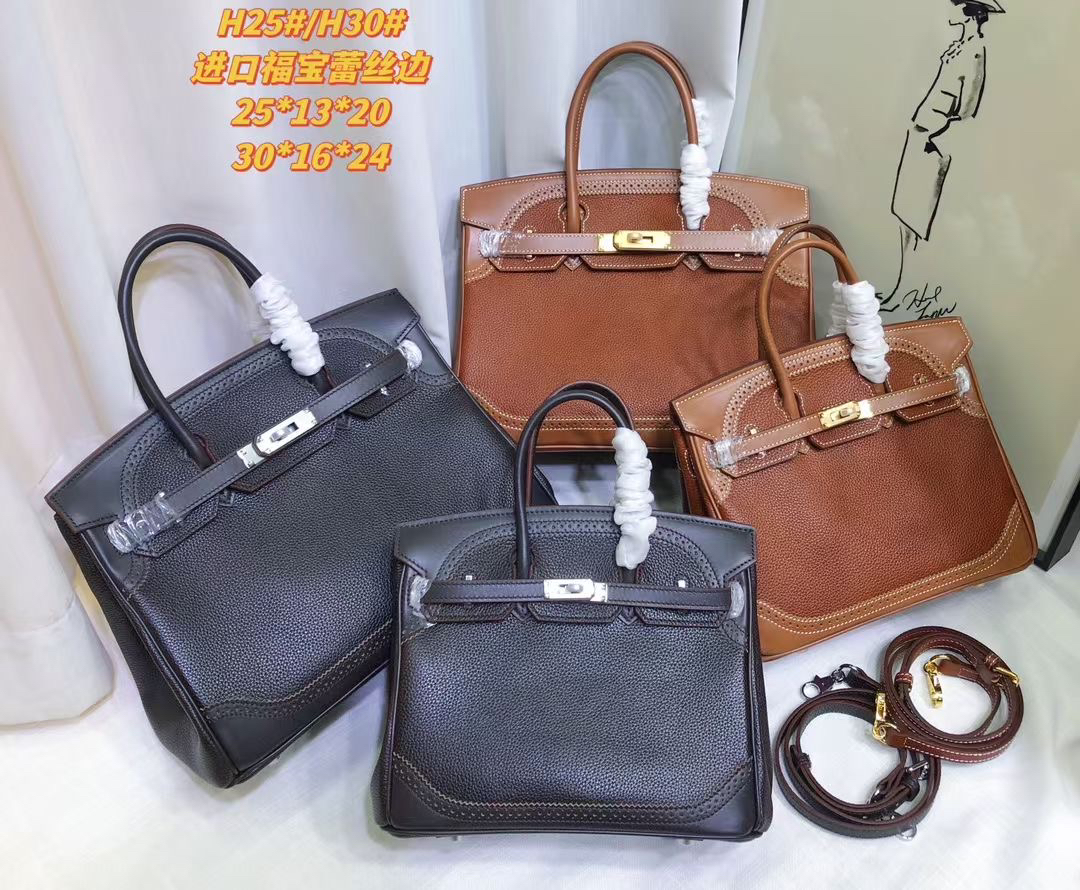 （蕾丝铂金）新款真皮福宝马鞍皮蕾丝铂金包手提包斜挎包