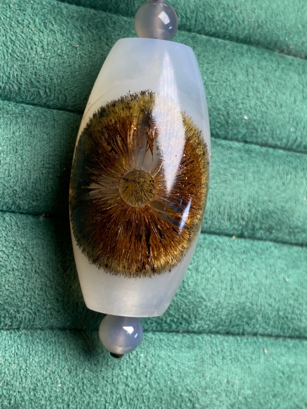 天然马达加斯加发丝天眼桶珠吊坠挂件