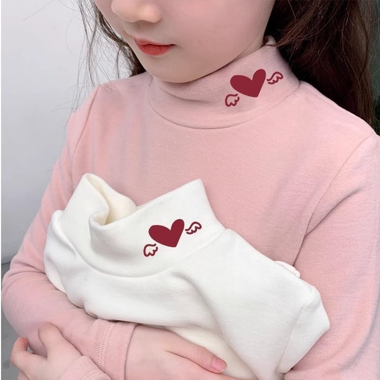 儿童德绒保暖t恤衫2025秋冬新款T恤宝宝半高领长袖女童百搭打底衫