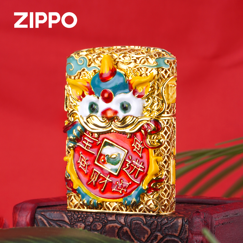 ZIPPO打火机正品夜光珐琅招财纳福貔貅送男友个性收藏 DY9902TF 