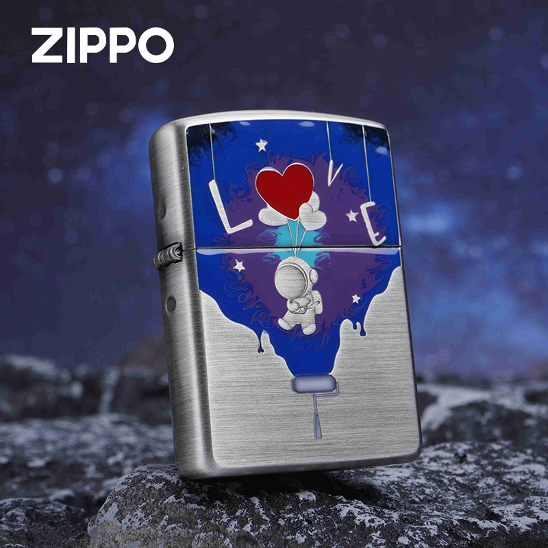 ZIPPO打火机盔甲熏银浮雕镶嵌树脂太空送男友个性收藏DY9910QT  