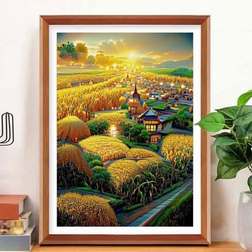 金色麦田  大格四股绣60*85厘米   44种色满绣简约绣花