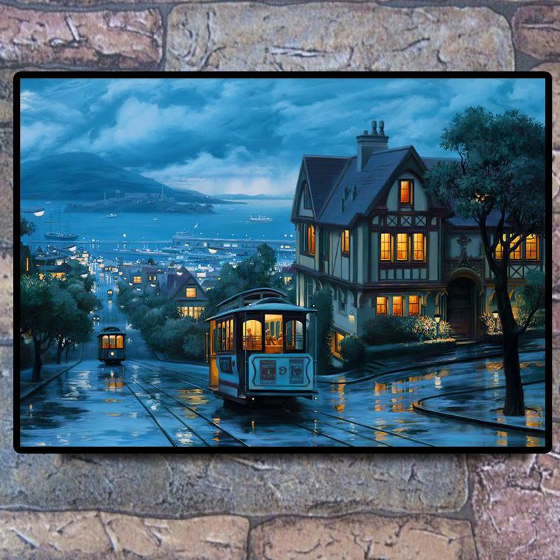 雨后巴黎 大格四股60*85厘米36色满绣  蒙娜丽莎十字绣  手工绣花