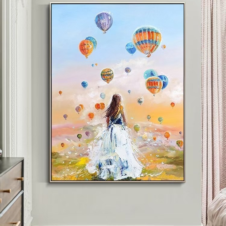 热气球女孩 大格四股60*80厘米49色满绣 蒙娜丽莎十字绣