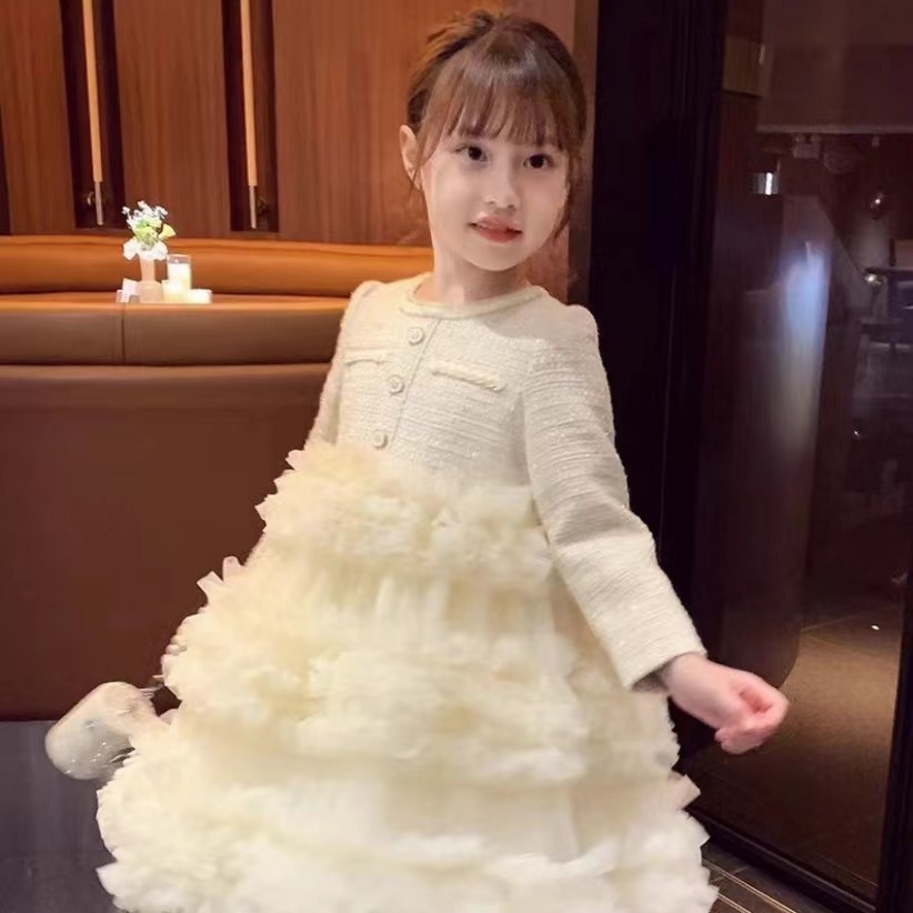 【香香公主】女童公主裙花童婚纱高端儿童礼服裙儿童裙钢琴气质白色