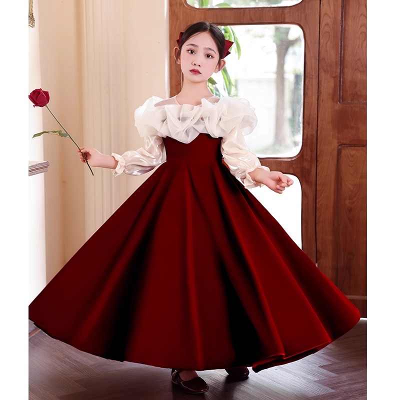 【东方初见】儿童礼服红色花童婚礼小女孩生日宴女童公主裙高端主持