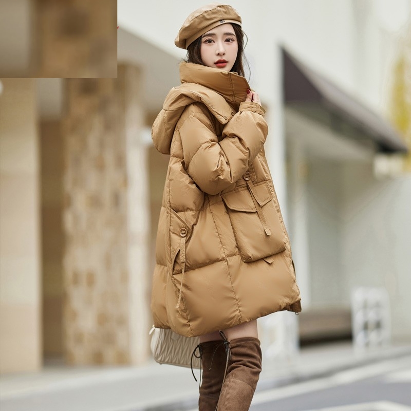 羽绒服连帽宽松中长款加厚韩版冬季女白鸭绒显瘦洋气短款时尚休闲