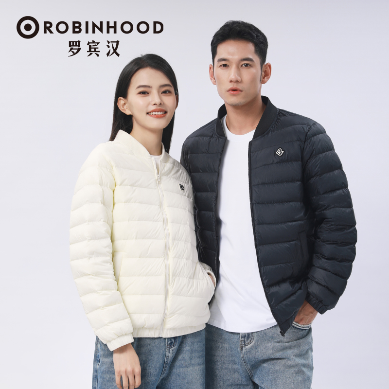 情侣装棒球领短款轻薄羽绒服-R041Y5008