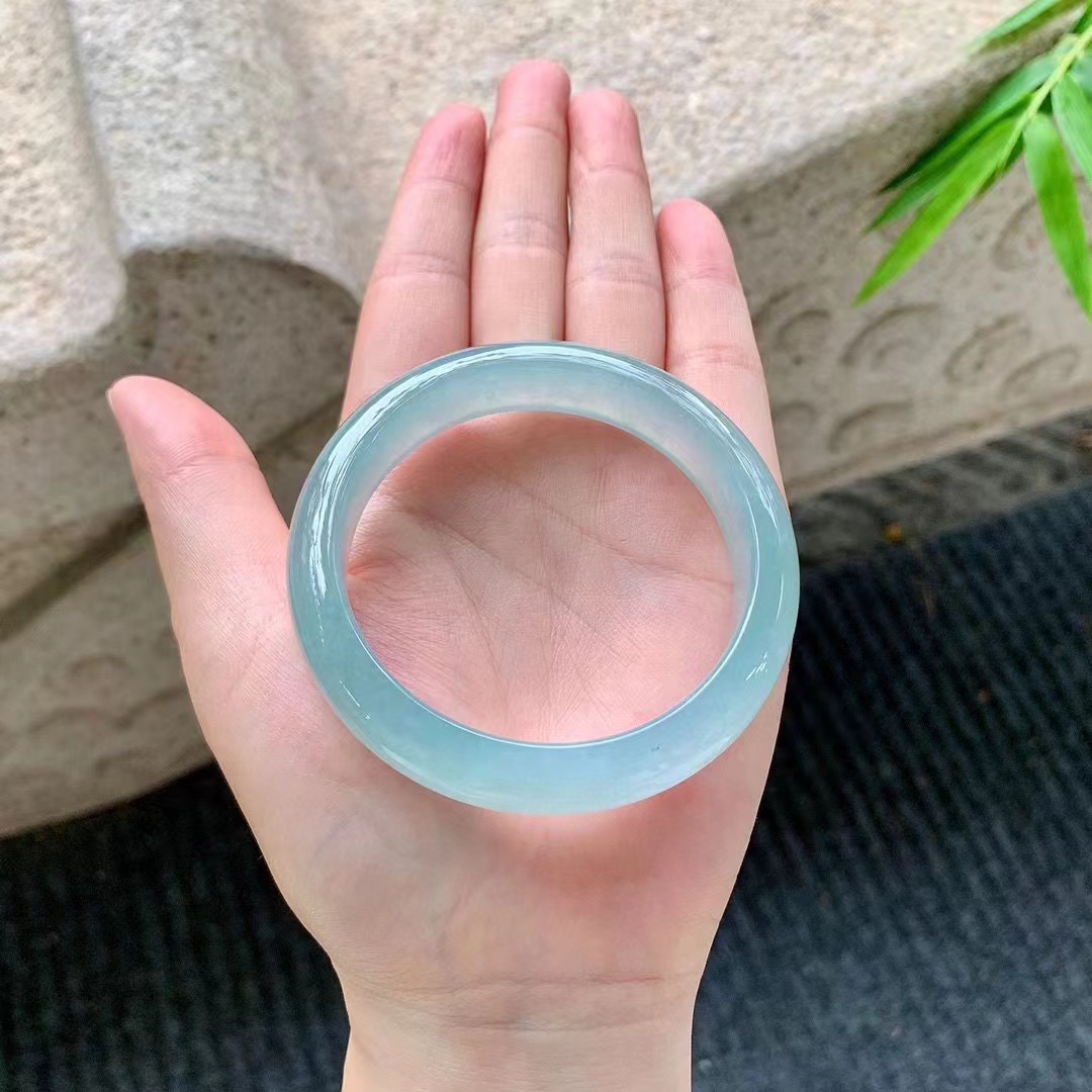 天然A货翡翠手镯玉镯子女款冰晴水润种老54/12.6/7.8时尚冰透