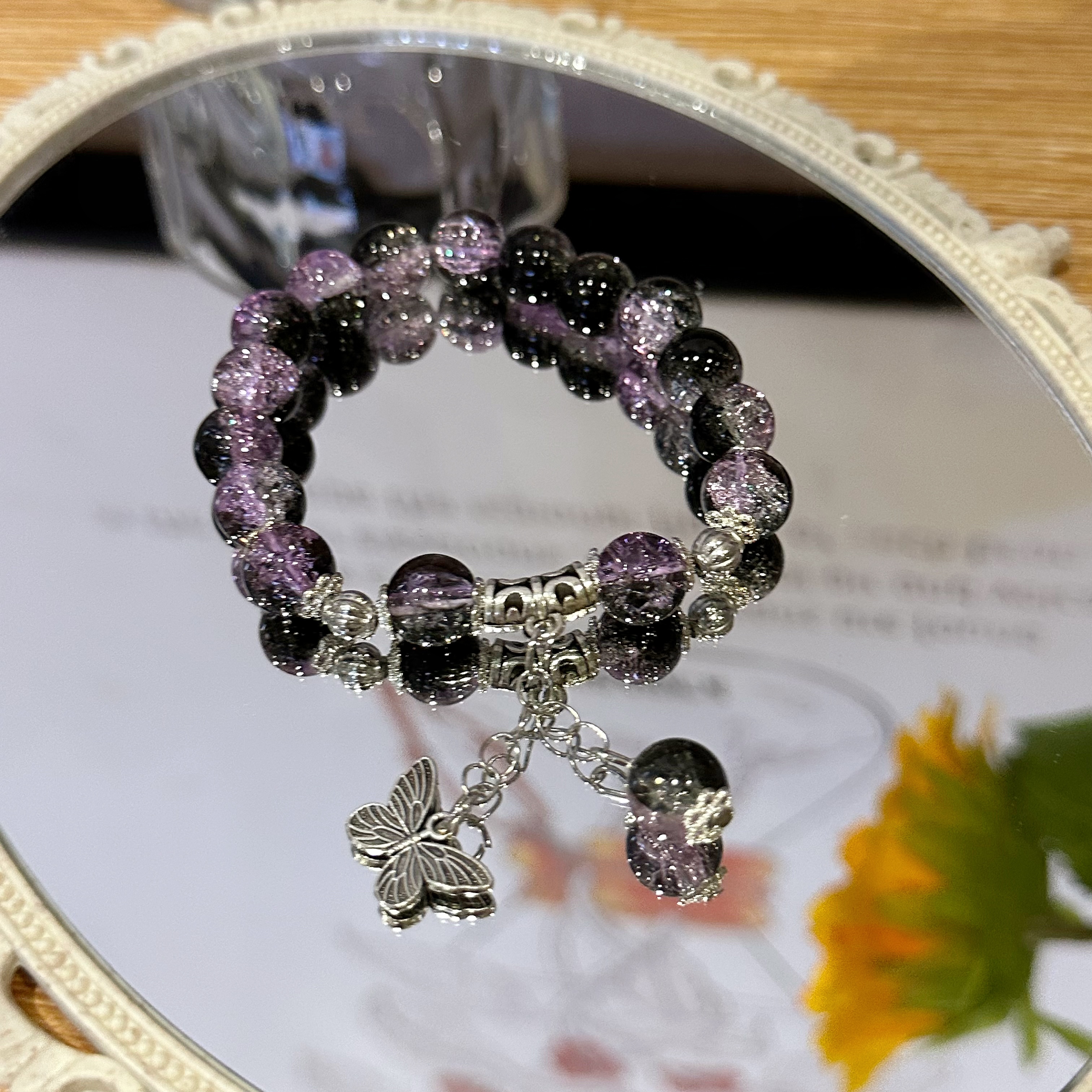  Q1梦幻蝴蝶爆裂珠闺蜜手链手串百搭中式百无禁忌