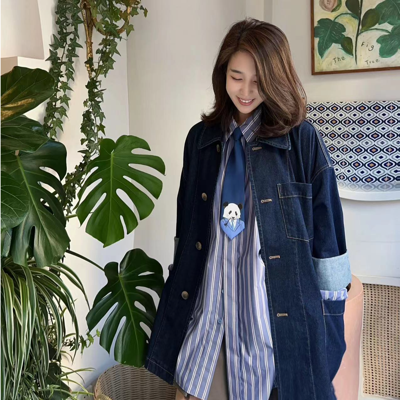 AMASS/阿玛施秋款复古宽松收腰牛仔衣外套5400596