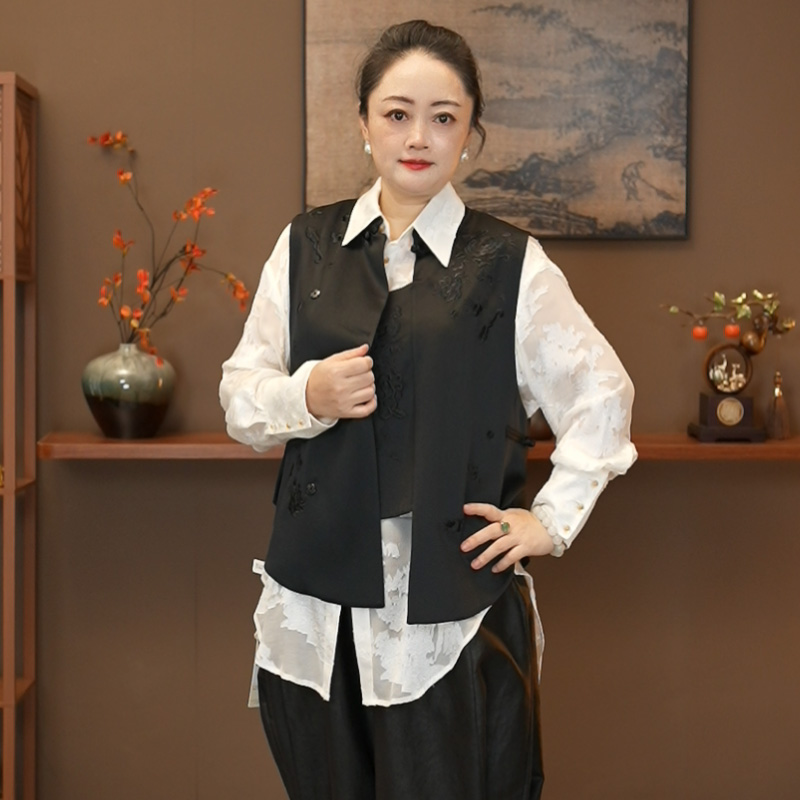 『安妮』醋酸马甲气质国风宽松女装上衣外套46210042