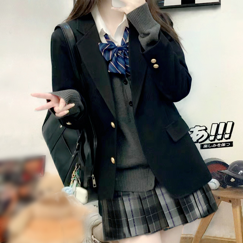 【校供两粒扣西装套装】秋叠穿小个子女JK制服套装原创日系套装