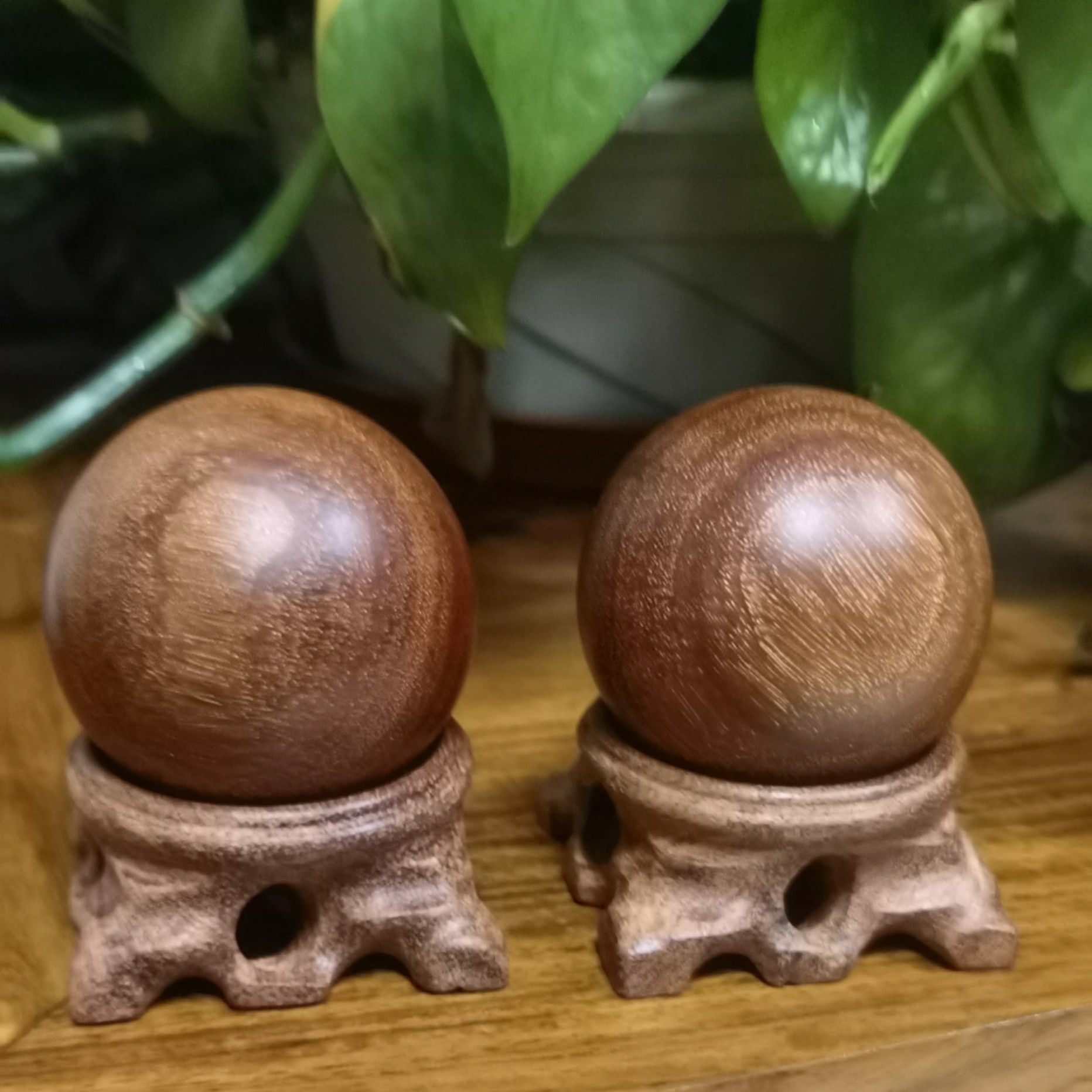 木料球，金星，乌木料的球，尺寸五点五公分，五公分，四点五公分