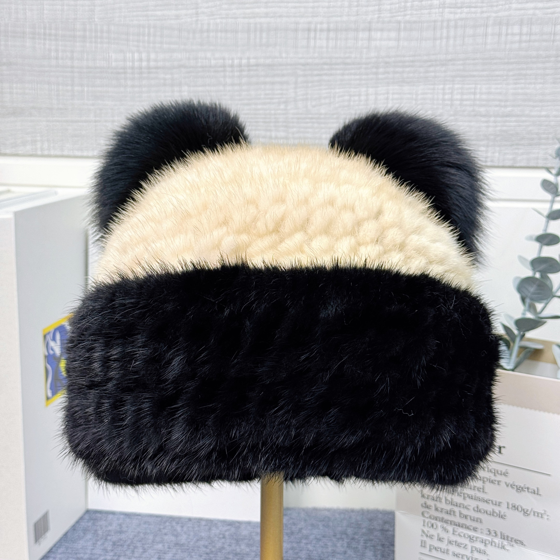 水貂毛皮草女帽冬季貂皮帽子编织青年女帽弹力水貂狐狸熊耳朵女帽