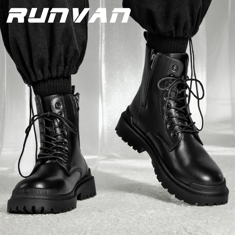 回力特秋季马丁靴男款高帮工装作战软皮美式复古伞兵惠州机车高级