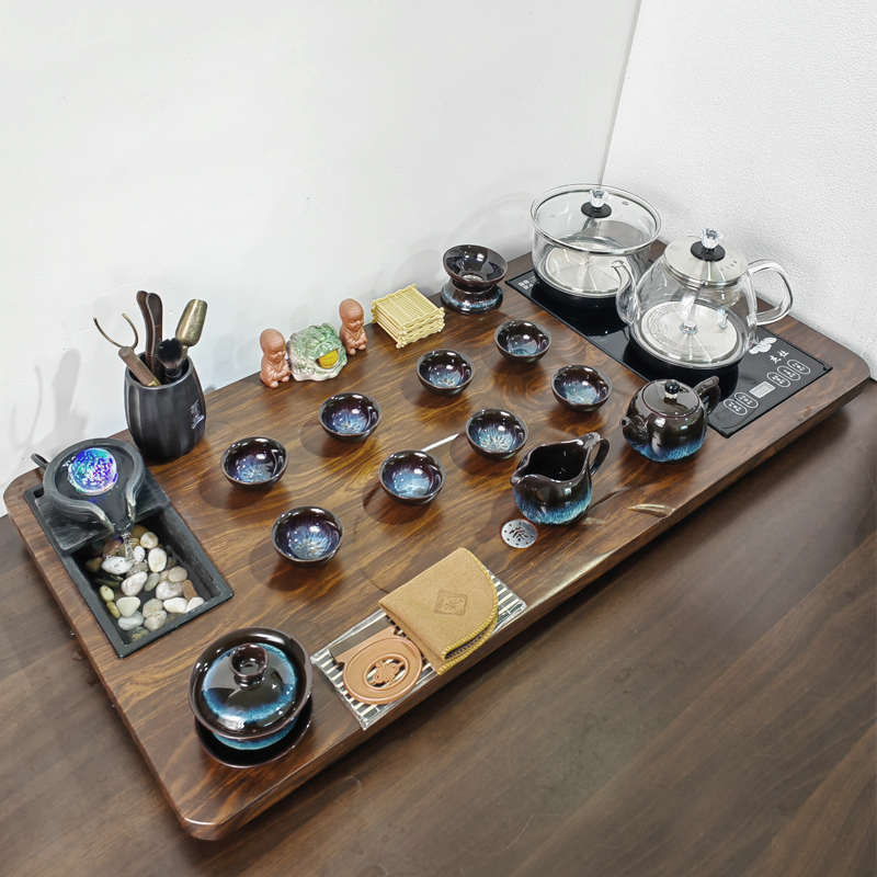 高端茶具套装家用全自动烧水壶一体办公室茶台整套泡茶盘桌面专用