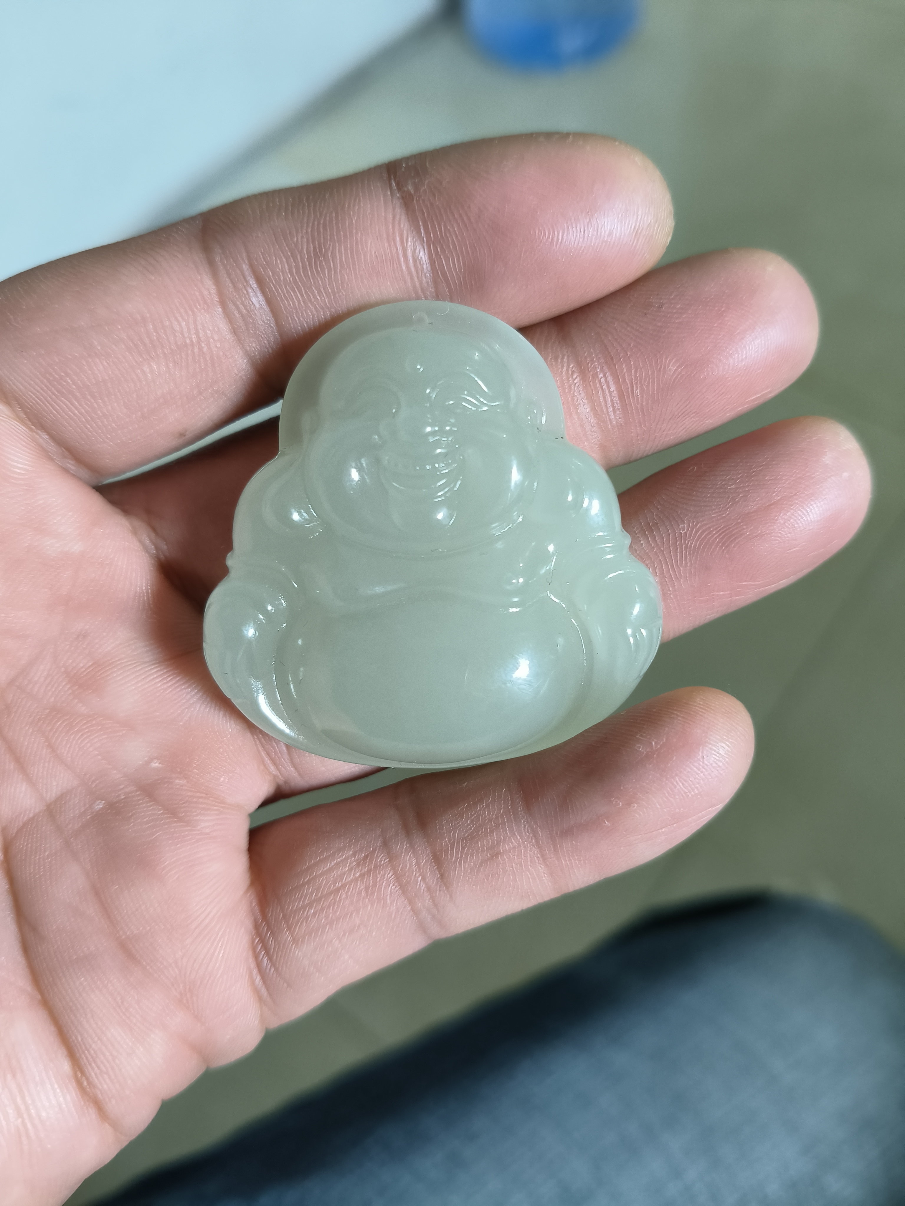 天然和田玉晴水大佛公50mm左右