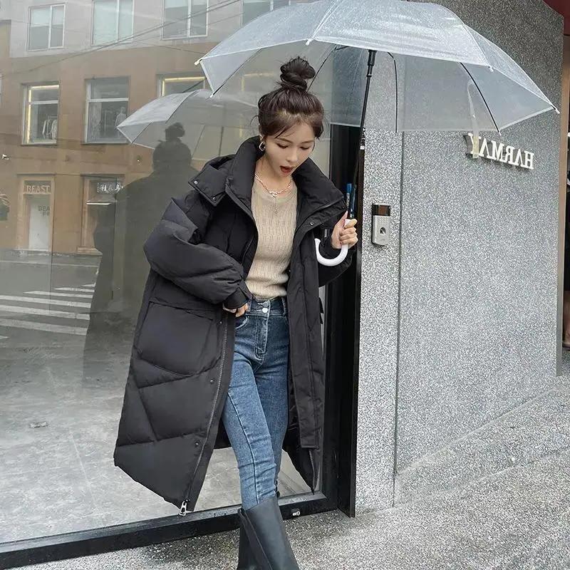 特大码300斤秋冬加厚胖MM法式洋气服衣袄过膝长款外套女羽绒衣