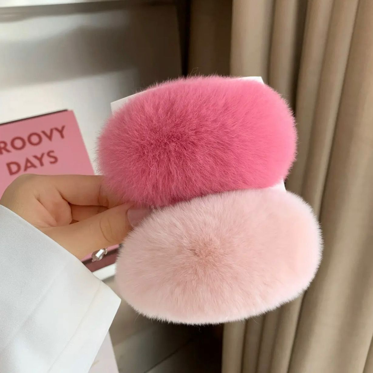 【掰掰夹】真獭兔毛大个萌萌毛毛碎发夹子可爱新娘头饰韩版毛绒