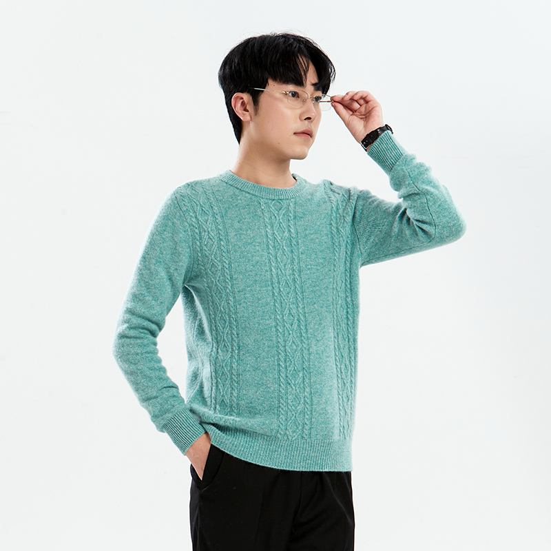 男士轻奢商务气质修身韩版秋冬新款长袖毛衣三道菱形针织羊毛衫