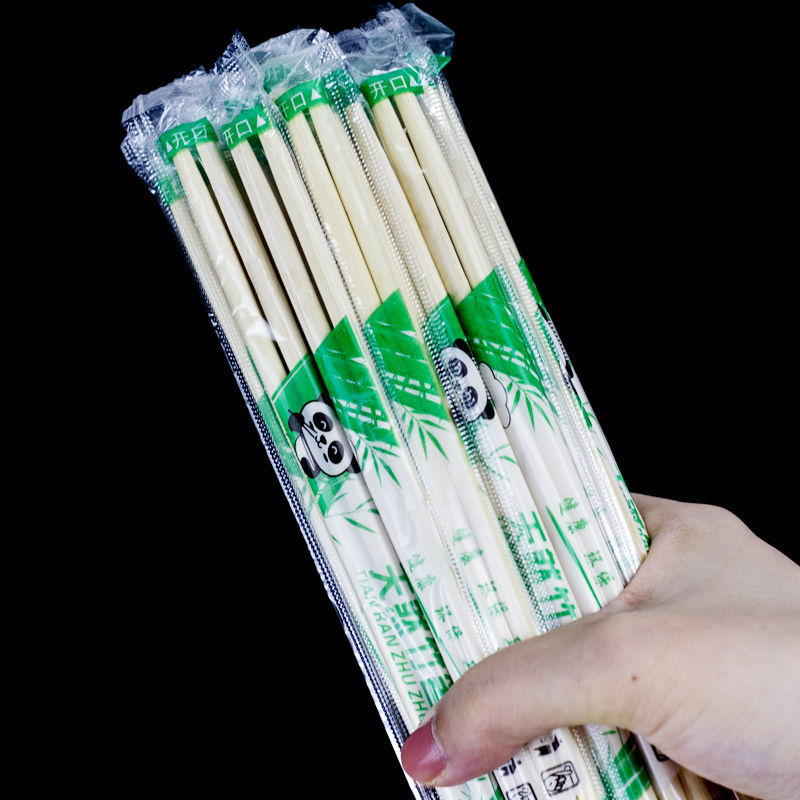 一次性筷子外卖快餐卫生碗筷家用熊猫圆筷饭店专用便宜筷子