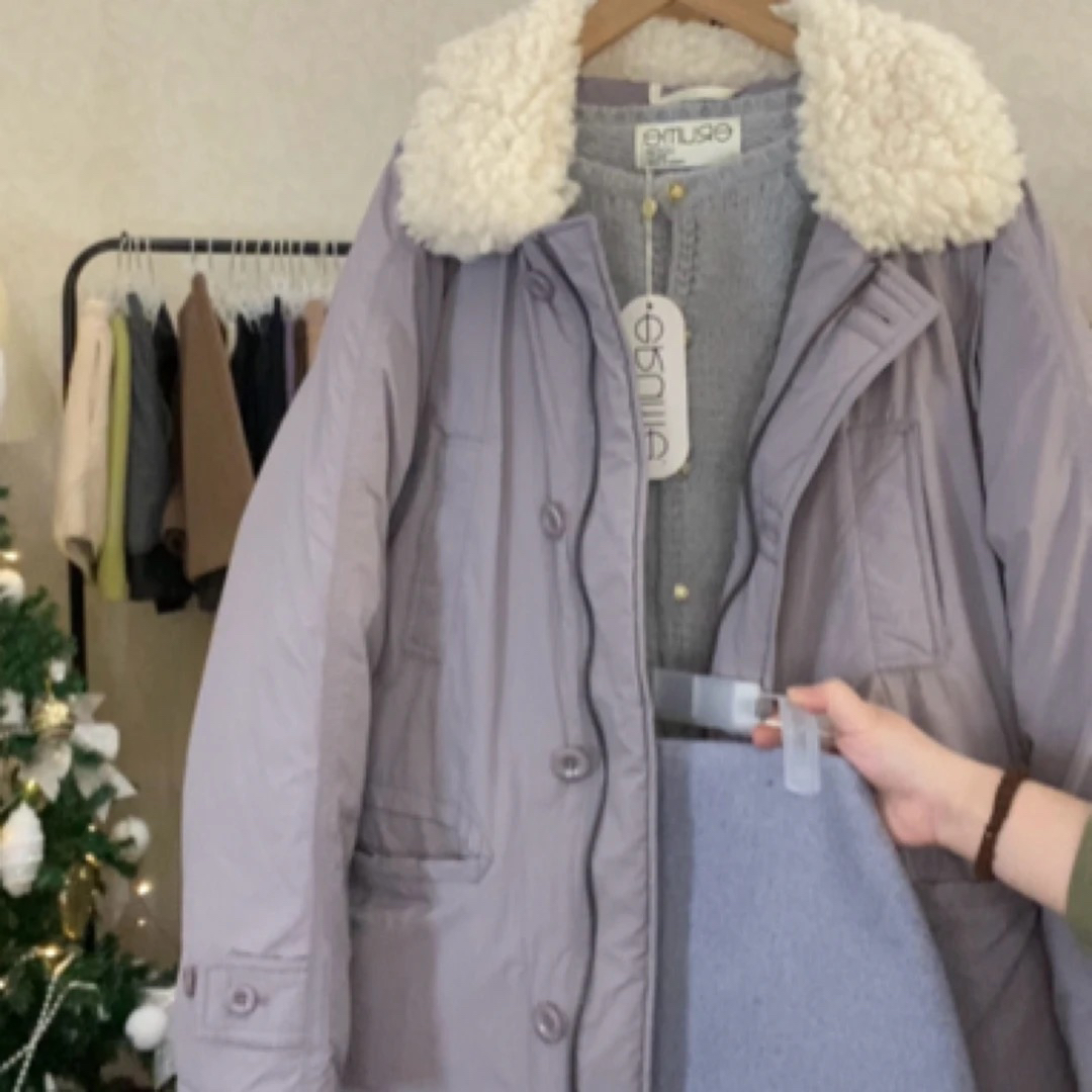 ［牛可儿］er翻领紫色大衣外套