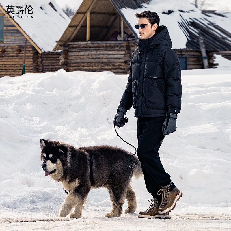 【黑金】英爵伦热反射蓄热连帽羽绒服冬季高蓬90白鸭绒子保面包服