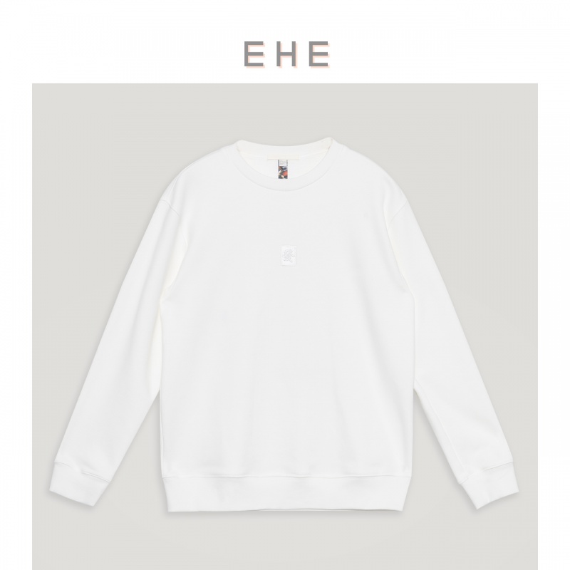 EHE男装 捡漏白色仙鹤印花刺绣加绒休闲卫衣66115214002