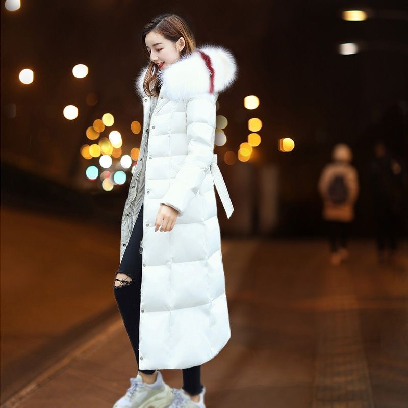 波司登高端羽绒服女中长款2023新款真毛领100%白鸭绒加厚过膝修身
