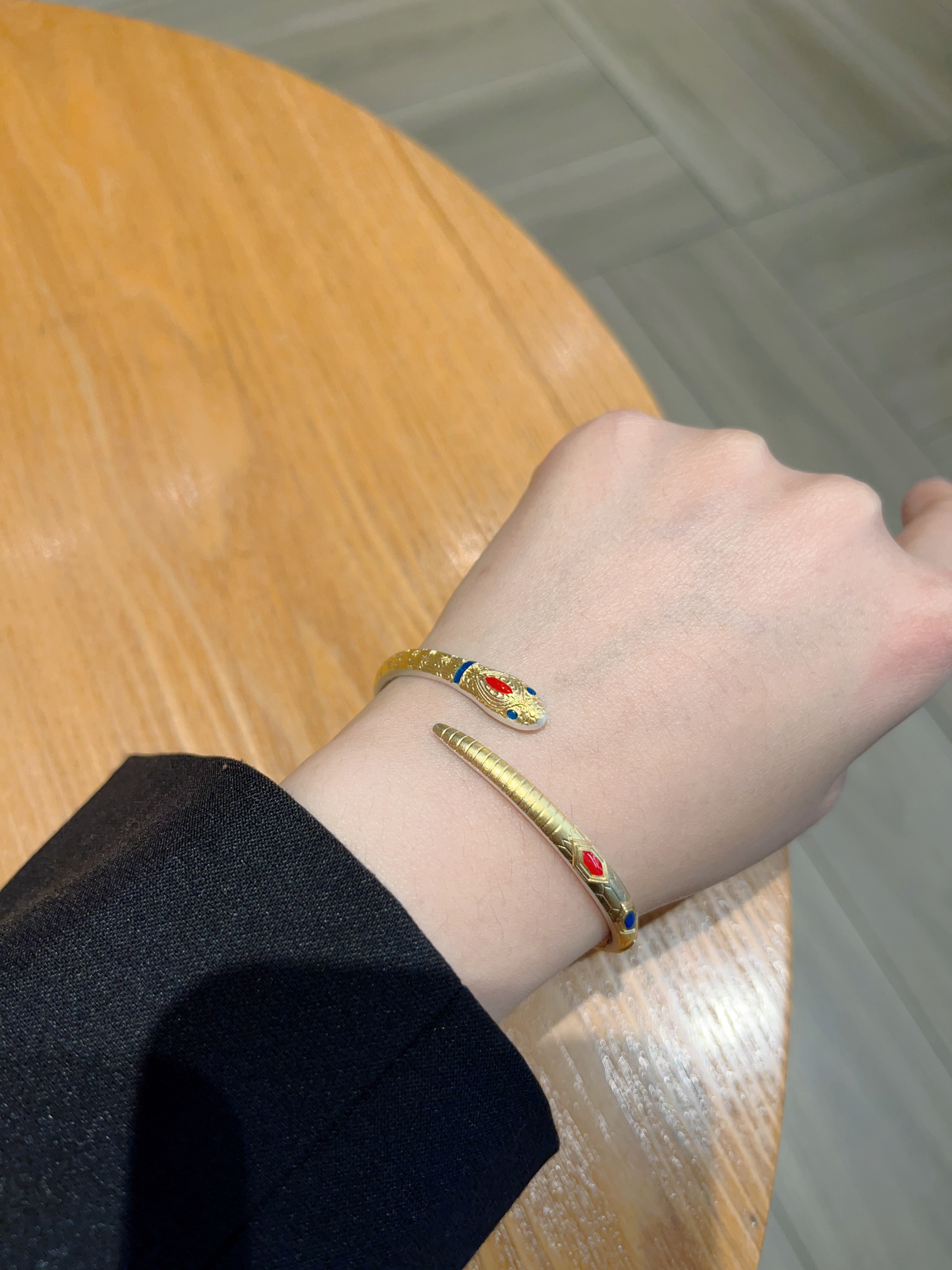 足银手镯 足银时尚个性女款开口灵蛇手镯