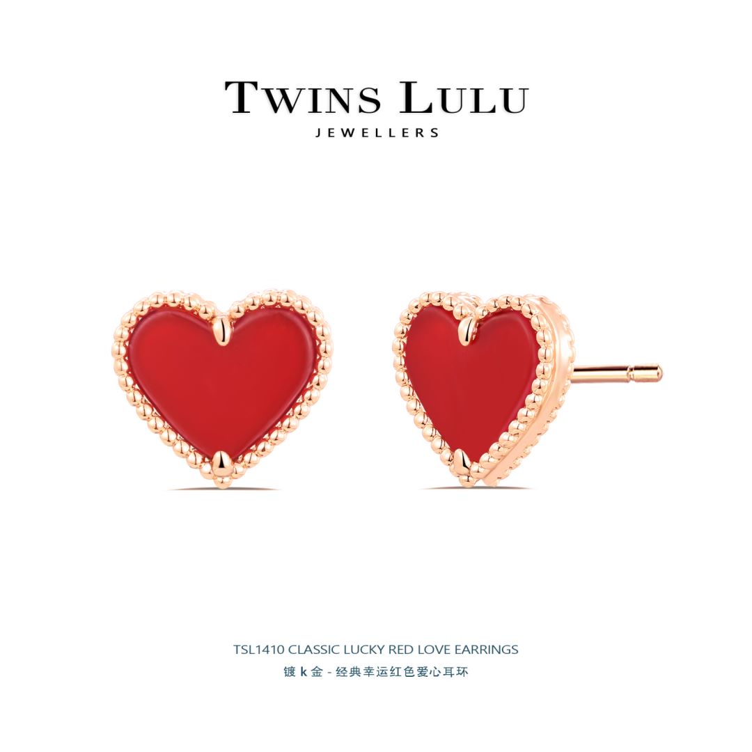 铜合金耳饰 百搭简约气质时尚轻奢小众经典幸运爱心耳环TSL1410