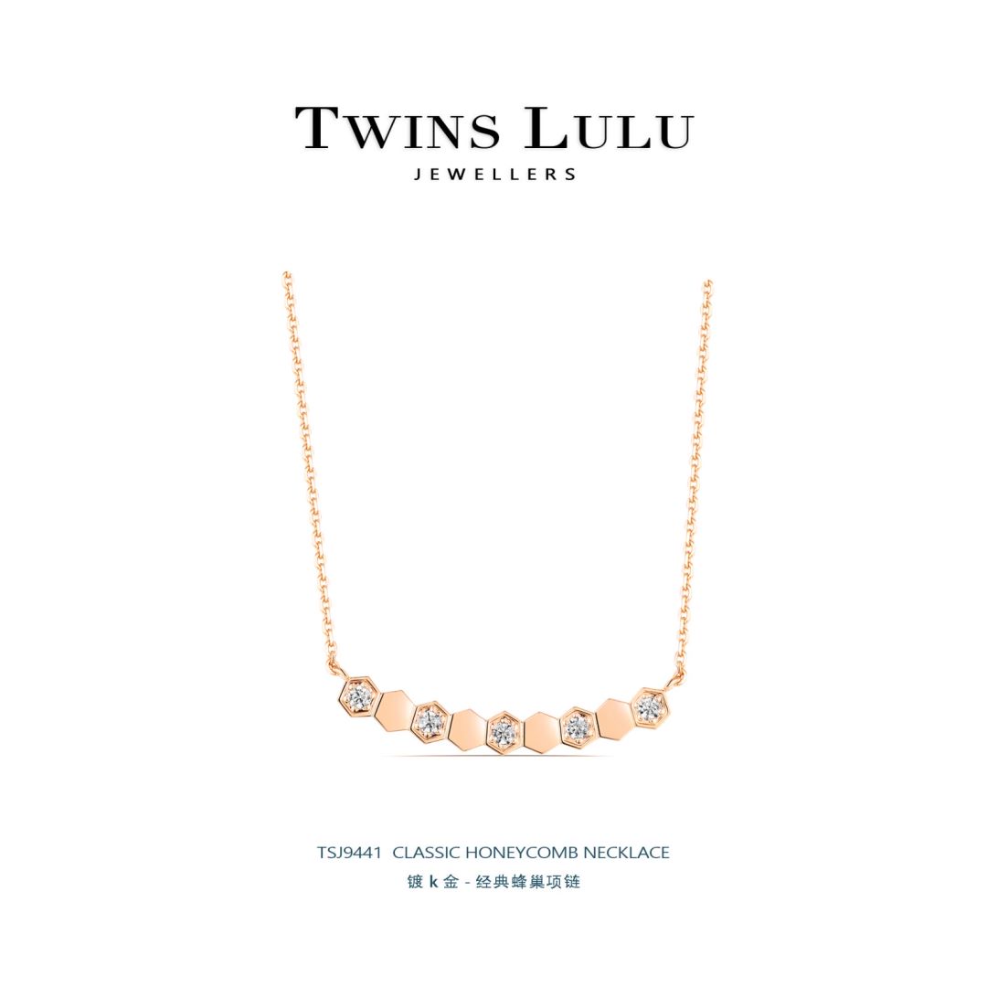 坠链均925银合成锆石 【蜂巢】轻奢经典闪亮蜂巢项链TSJ9441