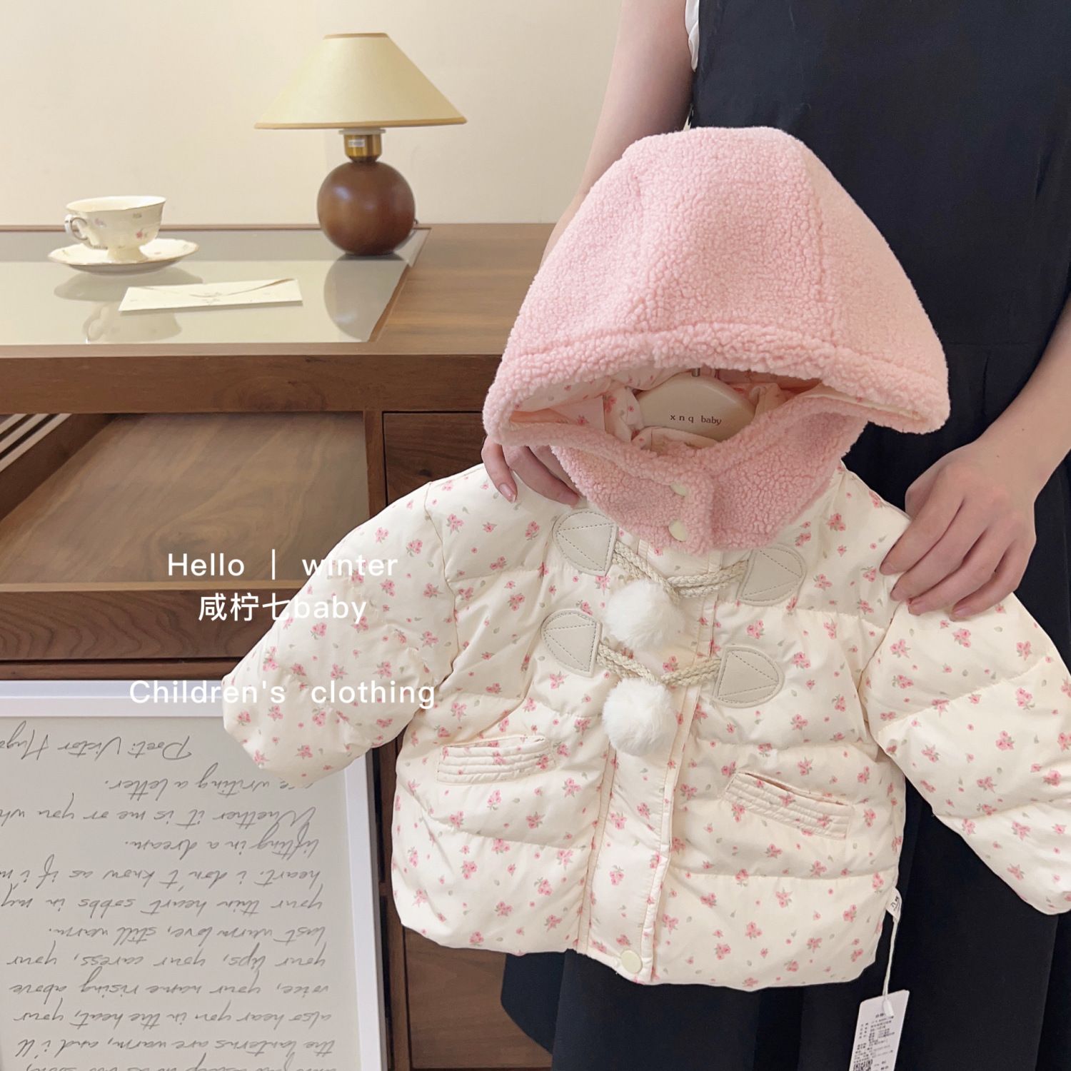 女童2023碎花棉服冬季新款韩版宝宝洋气儿童外套加厚冬装