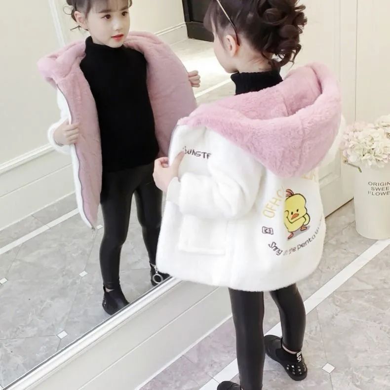 2023新款女童秋冬外套加厚童装韩版潮中大儿童加厚呢子大衣