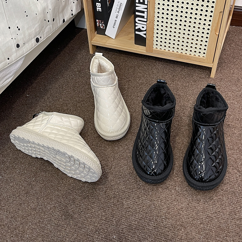 时尚厚底雪地靴女2023新款防水棉鞋皮毛一体棉靴