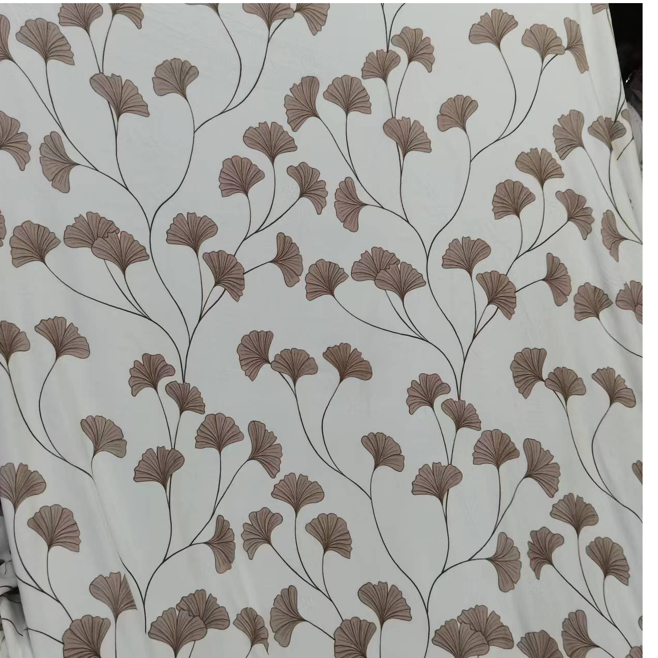 保暖绒布料～白银杏叶