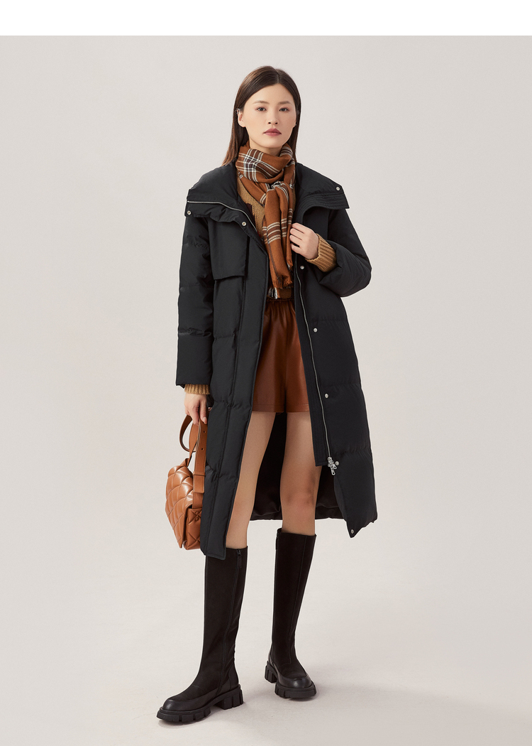 GIRDEAR/哥弟真的好时尚女款2023 高领保暖拉链长款羽绒服A400831