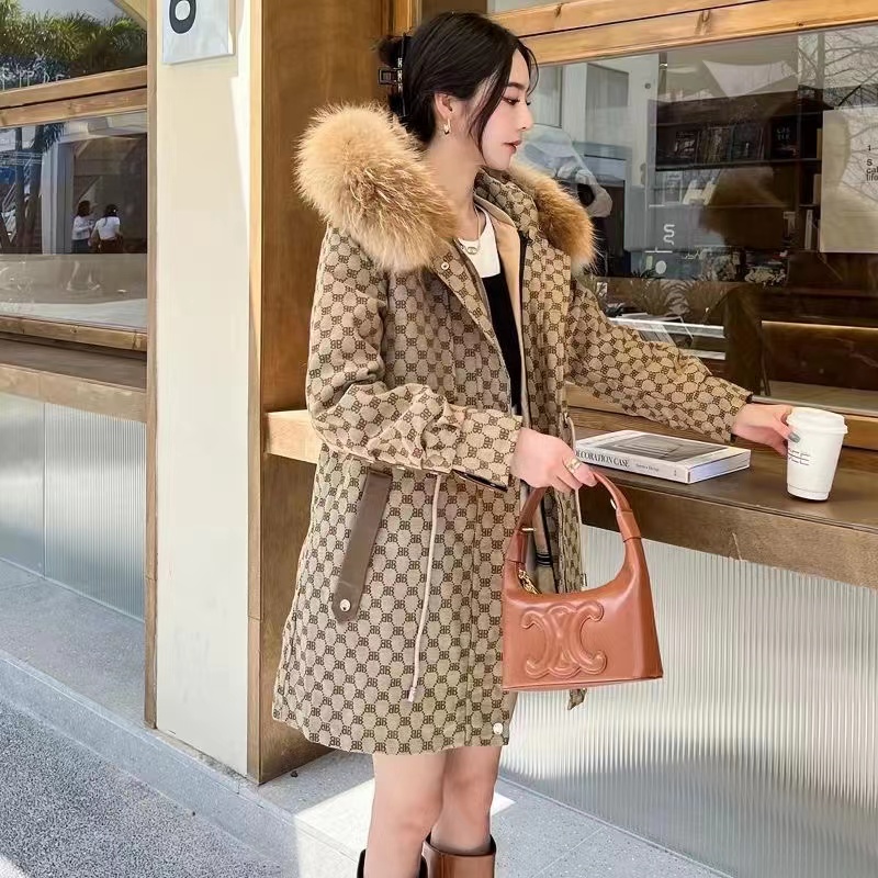 新款老花派克服时尚女装中长款压花韩风时尚气质外穿