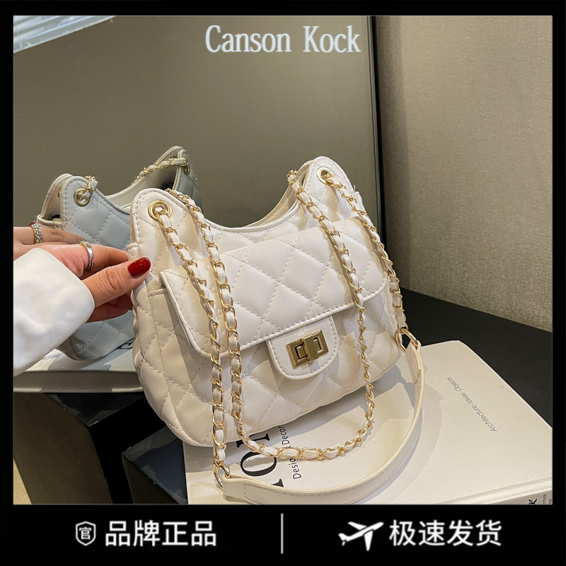 Canson Kock今年流行小包包女菱格绣线时尚链条包洋气单肩斜挎包