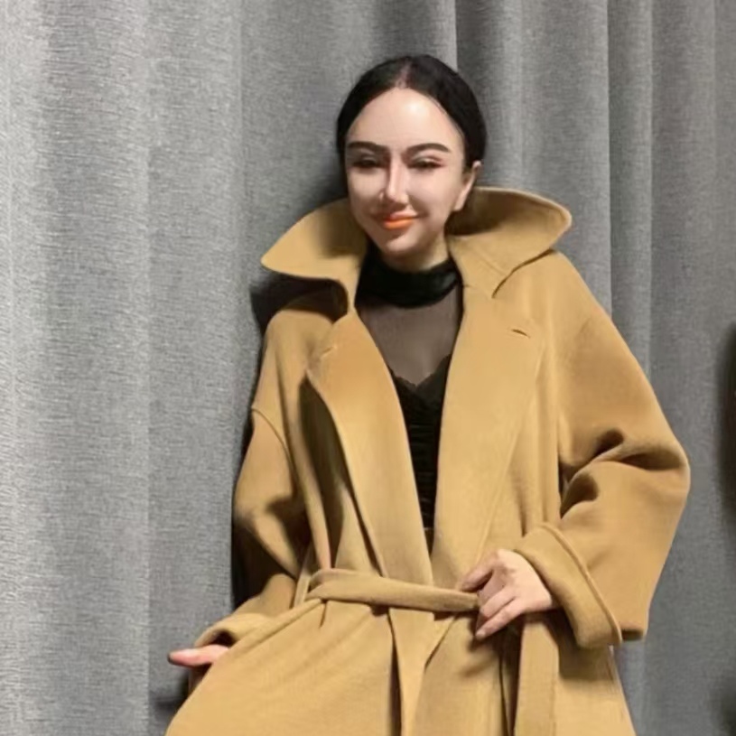 狐仙039驼色狐仙大衣双面网红长款时尚高端中长款气质修身